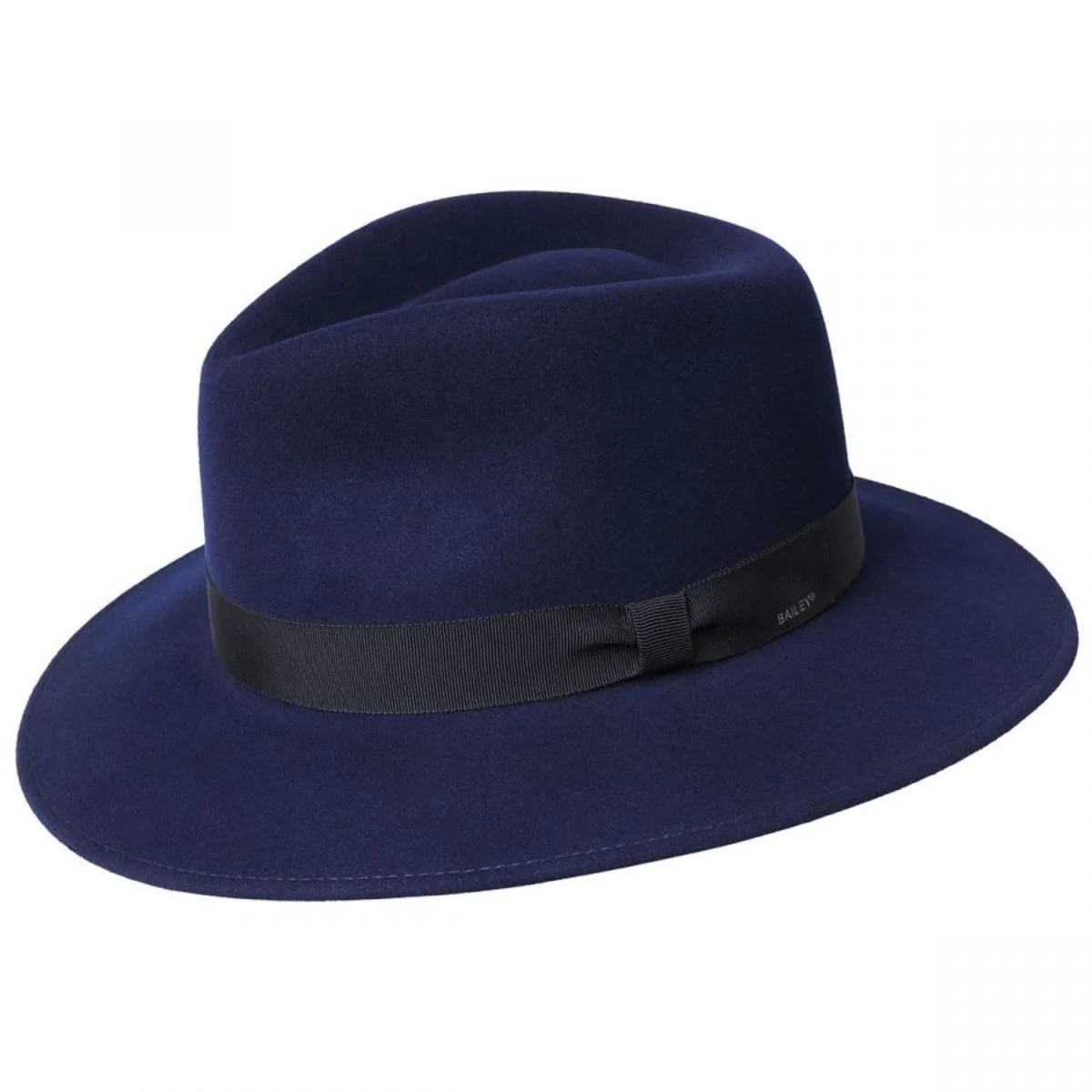 Ammon Wool Felt Teardrop Fedora Hat - Black & Navy - Image 2