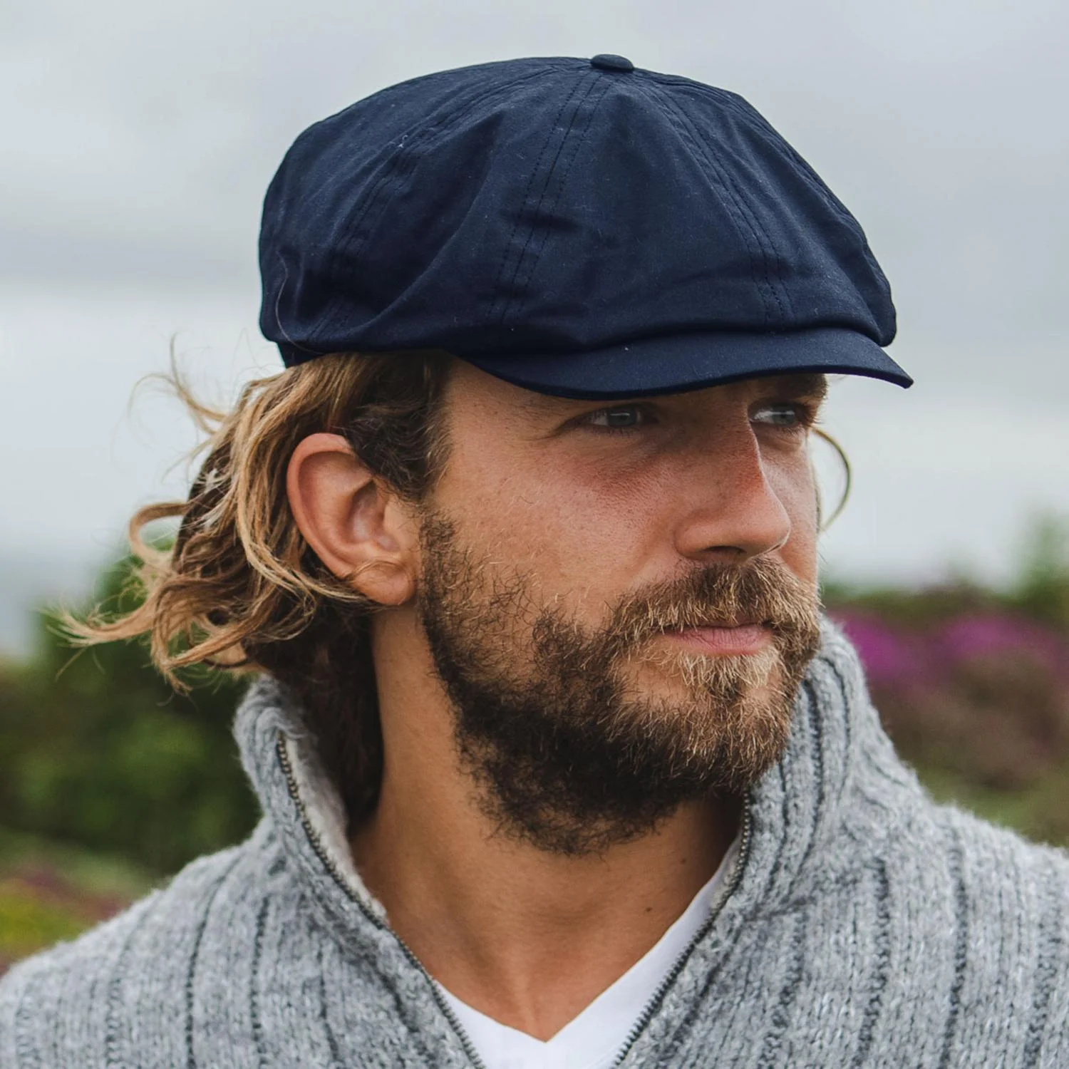 British Millerain Wax Cotton Newsboy Cap - Image 12