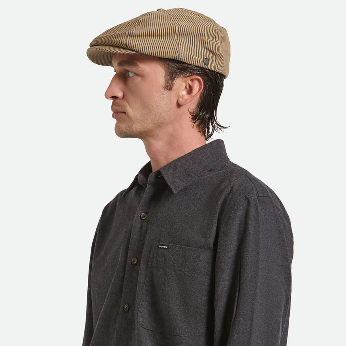 Brood Cotton Stripe Newsboy Cap - Image 2