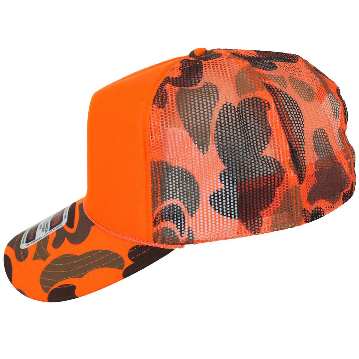 Camo Foam and Mesh Trucker Snapback Baseball Cap - Image 3
