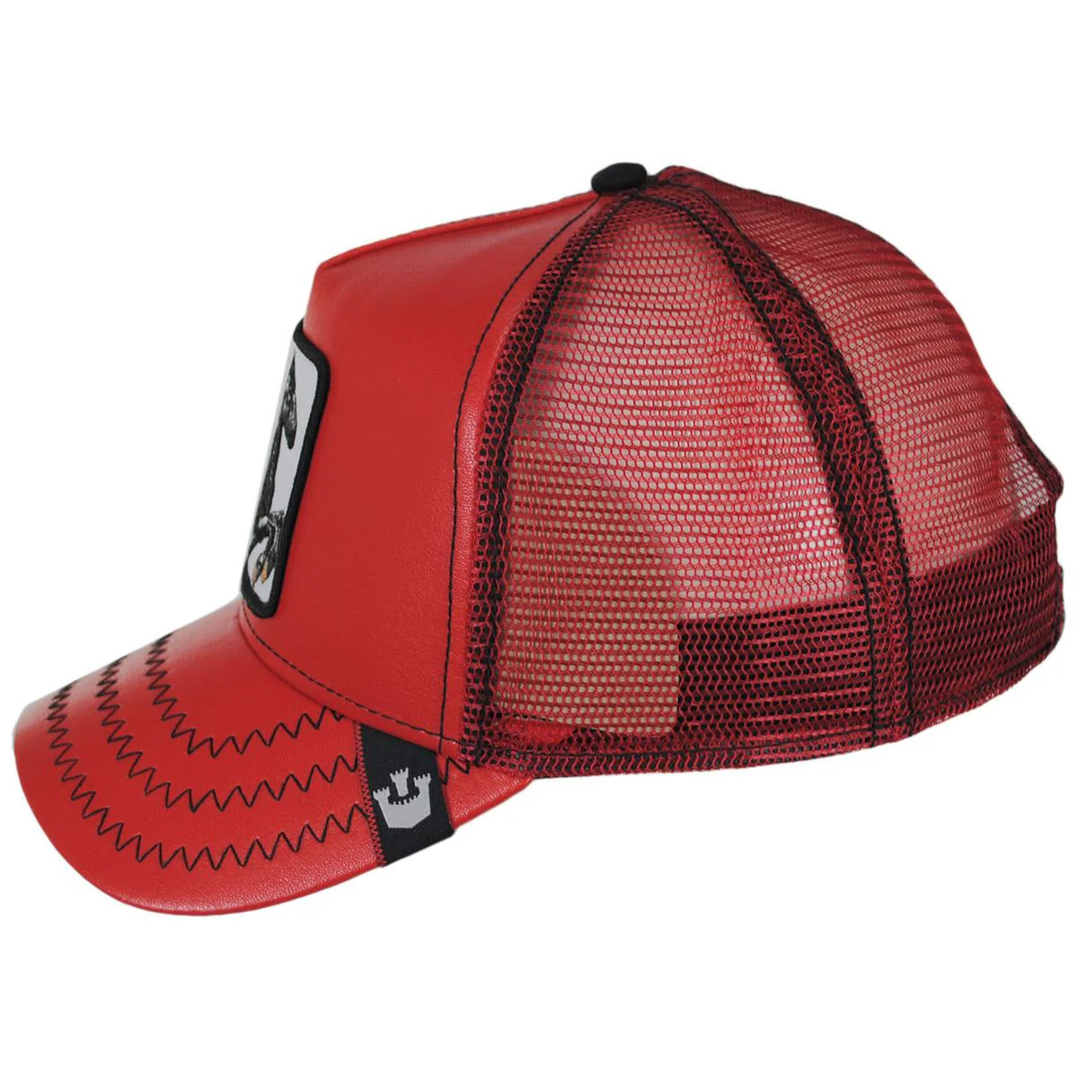 Cherry Mustang Stallion Vegan Leather Mesh Trucker Snapback Baseball Cap - FINAL SALE - Image 3