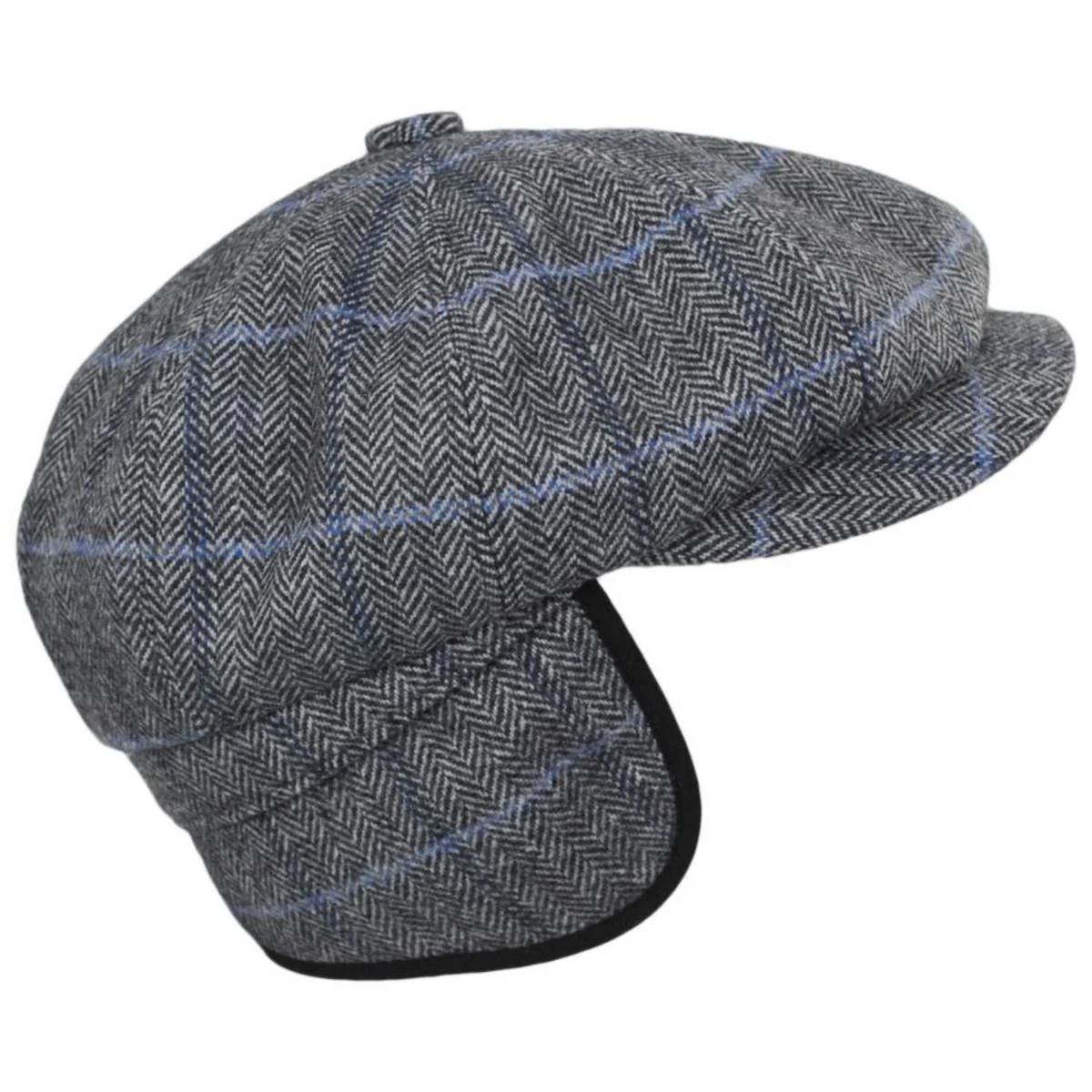 Foster Wool Herringbone Plaid Earflap Newsboy Cap - Image 5