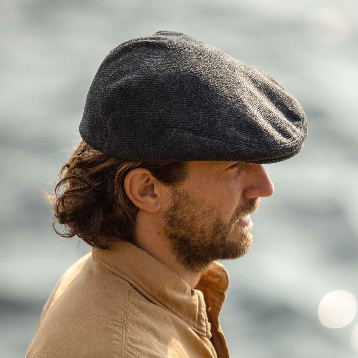 Large Herringbone Wool Blend Ivy Cap - Image 2