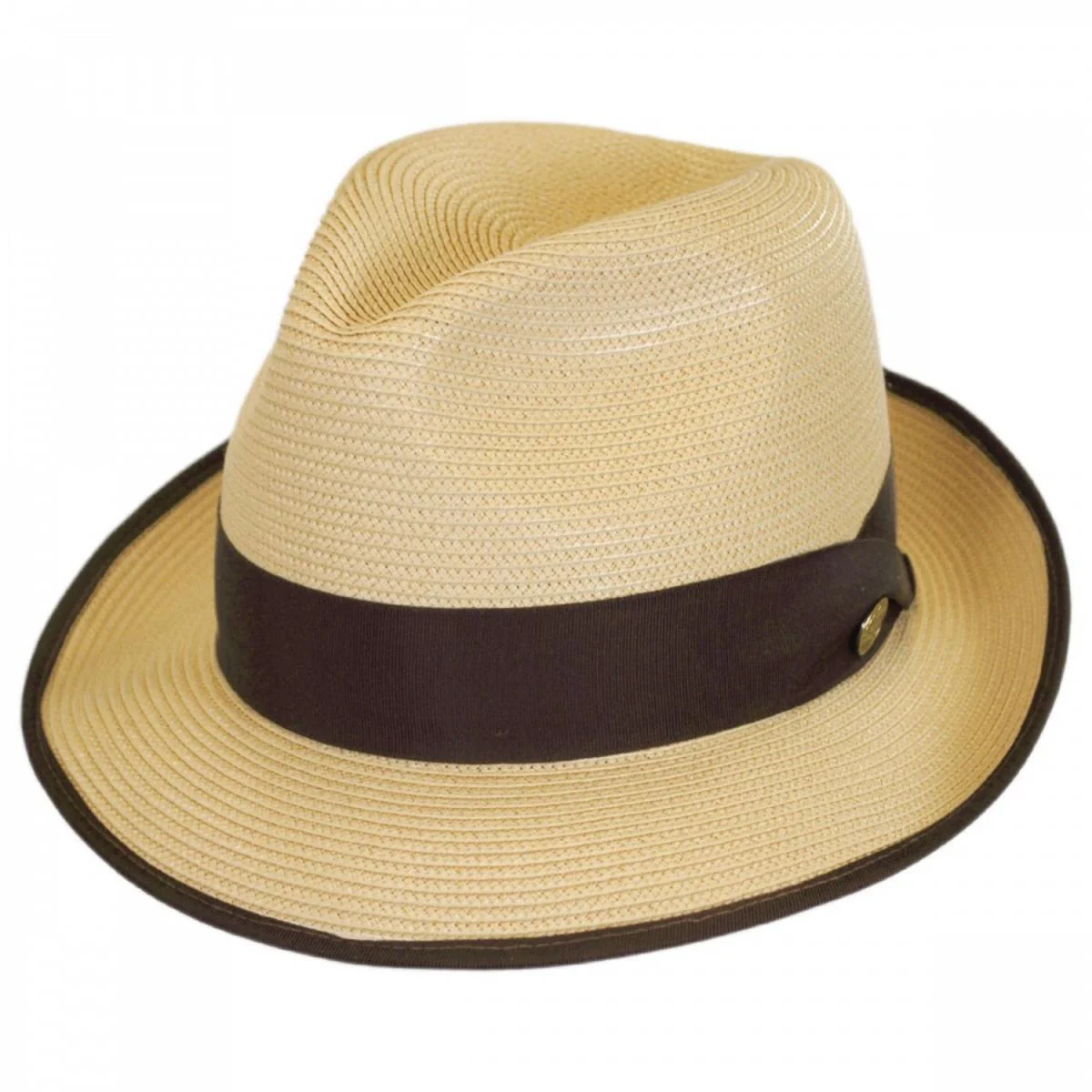 Latte Florentine Milan Straw Fedora Hat