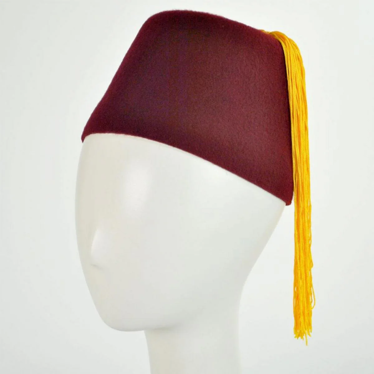 Maroon Wool Fez with Gold Tassel - Image 2