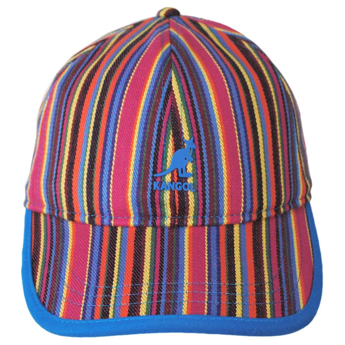 Multi Color Stripe Polyester Blend Strapback Baseball Cap - Image 2
