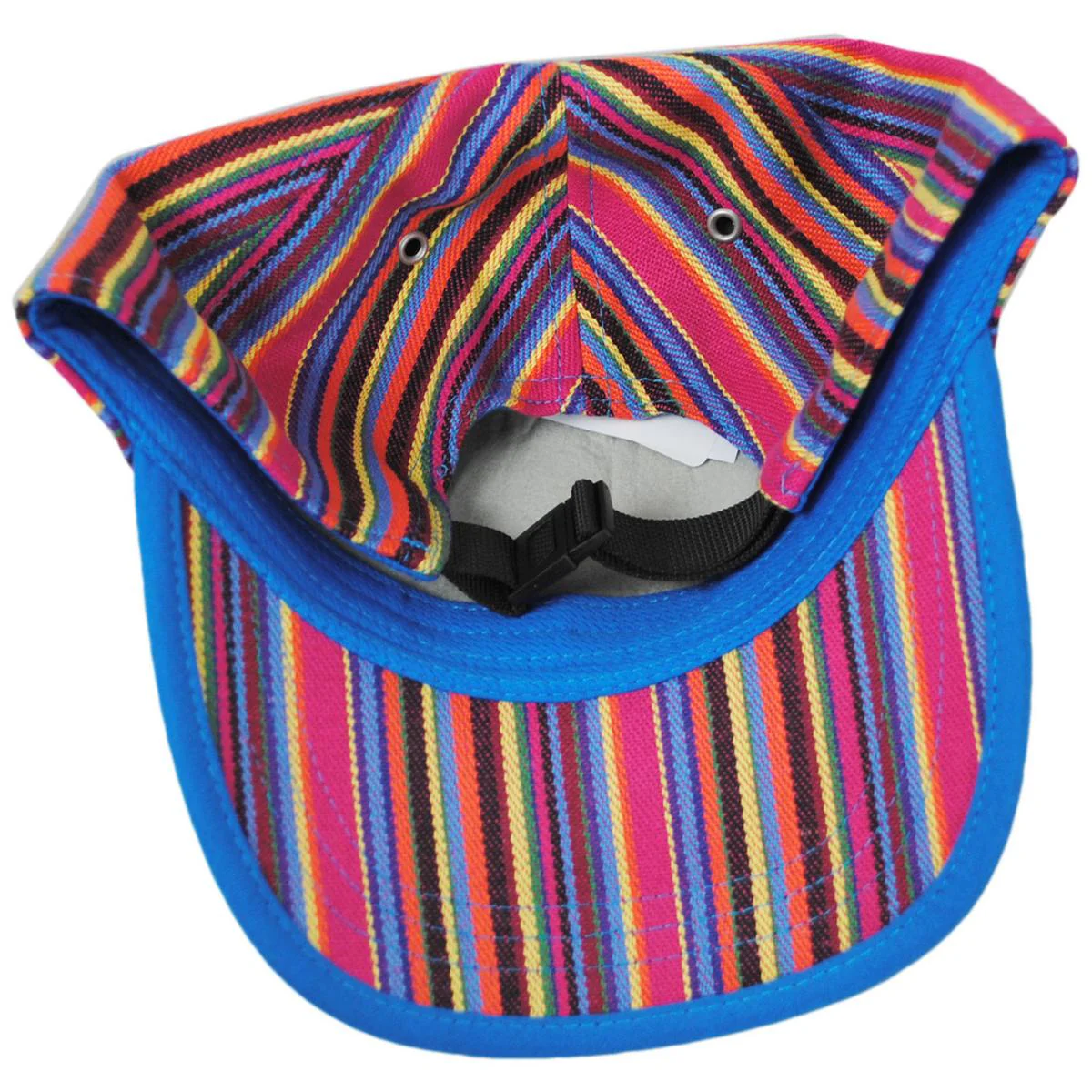 Multi Color Stripe Polyester Blend Strapback Baseball Cap - Image 5