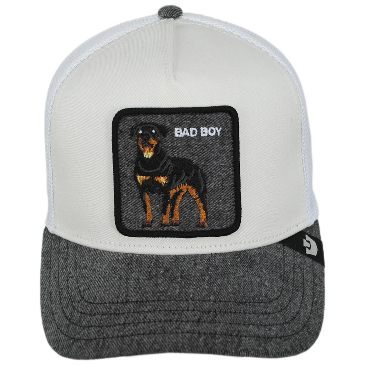 Rottie Denim Mesh Trucker Snapback Baseball Cap - Image 2