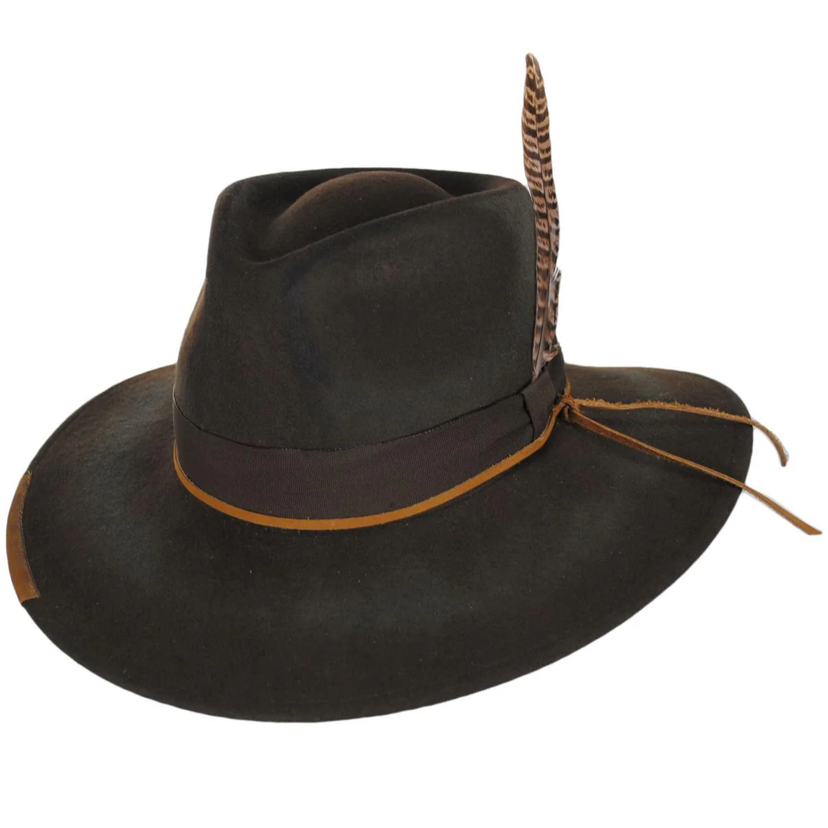Saggy Distressed Wool Felt Outback Hat - Image 6
