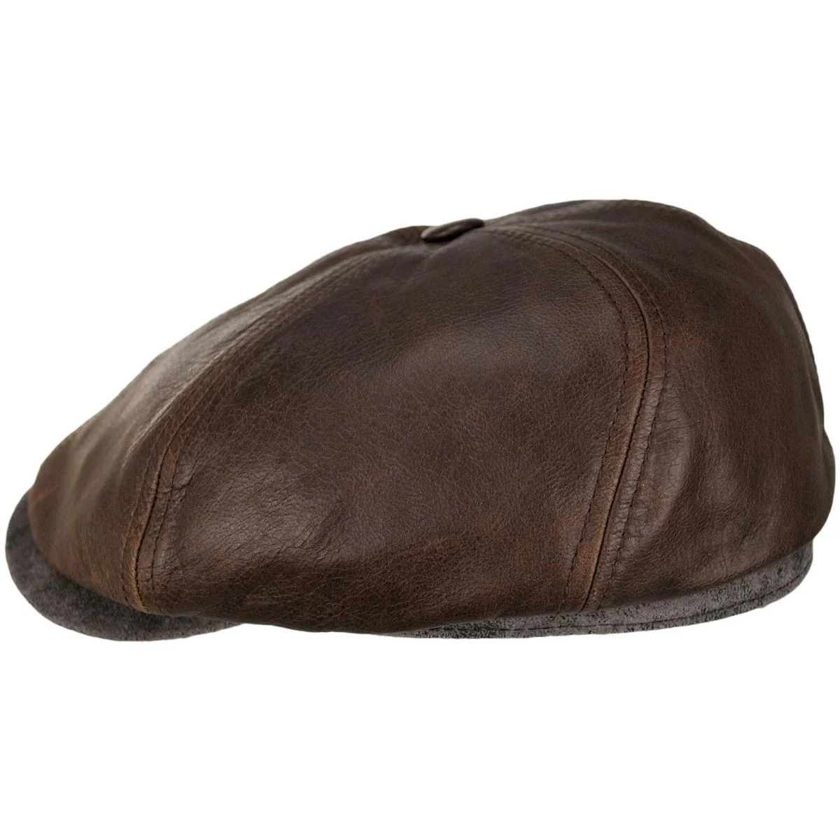 Six-Panel Leather Newsboy Cap - Image 3