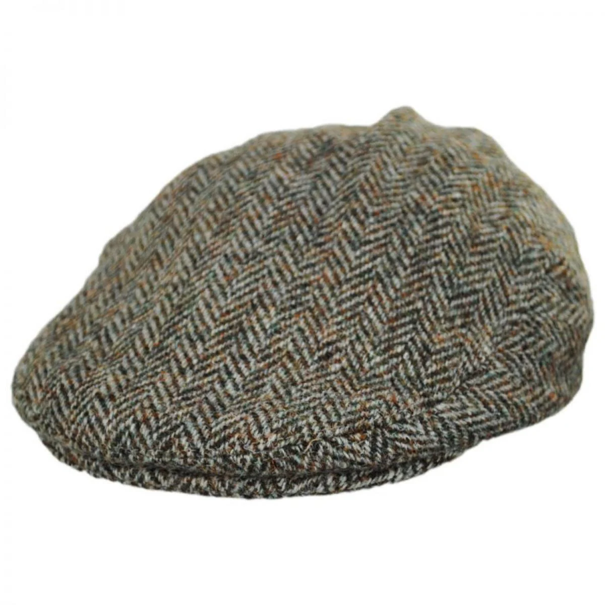 Stornoway Harris Tweed Wool Herringbone Flat Cap-Oatmeal