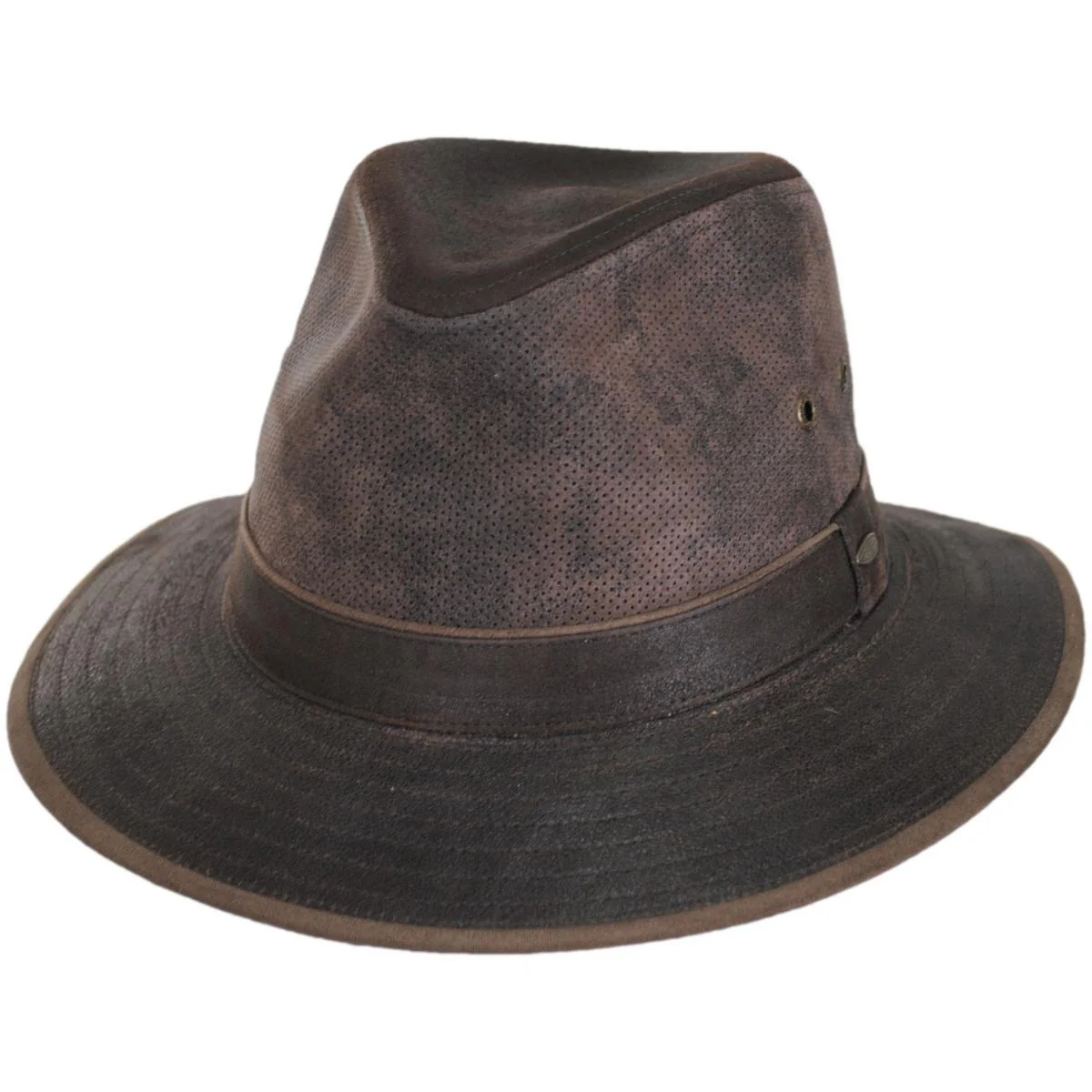 Weathered Leather Safari Fedora Hat