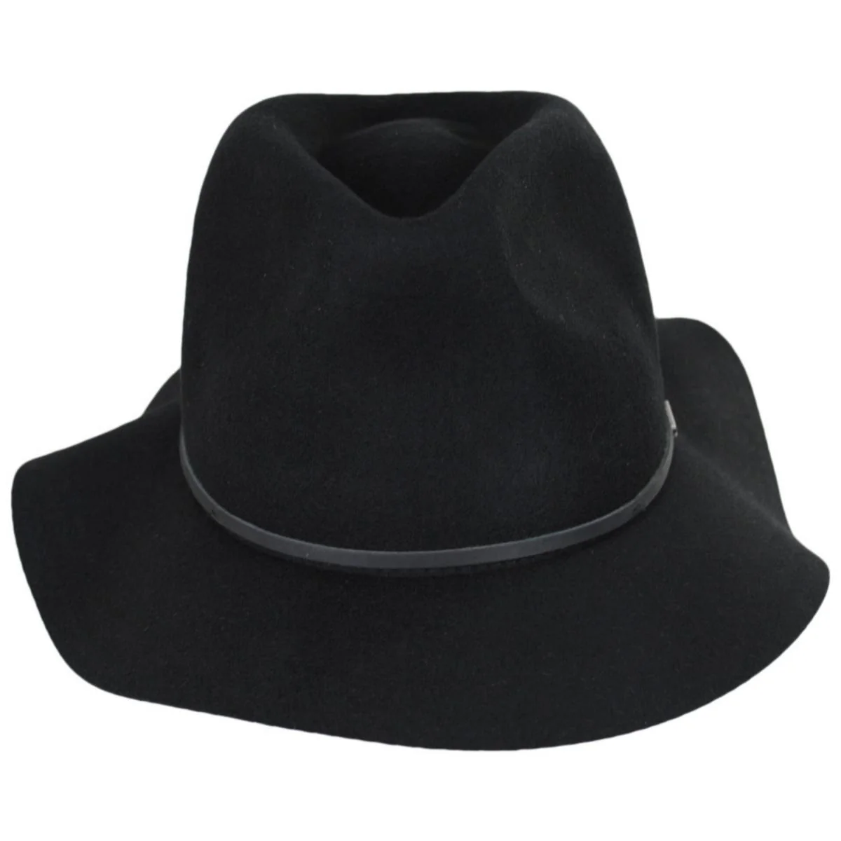 Wesley Packable Wool Felt Fedora Hat - Black/Black - Image 3