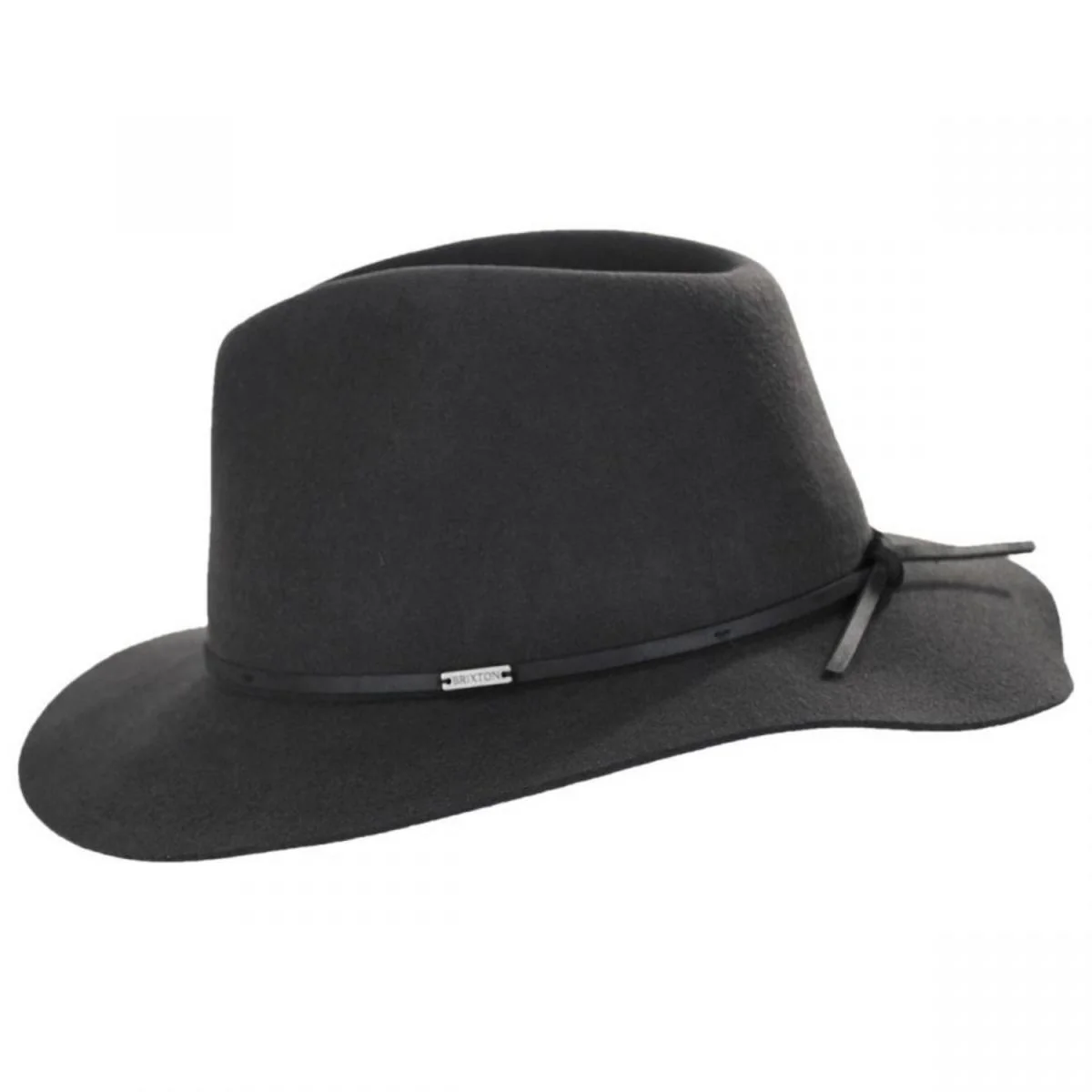 Wesley Packable Wool Felt Fedora Hat - Washed Black - Image 4