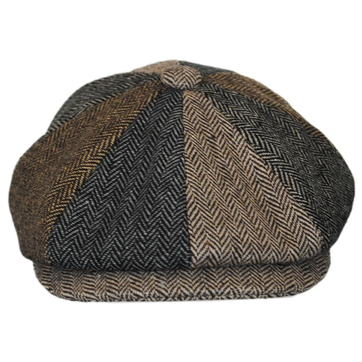 Wholesale Herringbone Patchwork Wool Blend Newsboy Cap B2B Pre-Pack - Image 2